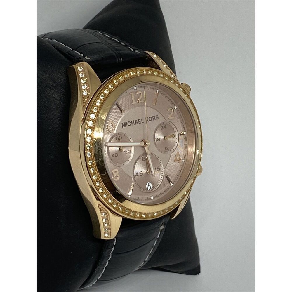 Michael Kors Blair MK5943 Women's Black Leather Analog Dial Quartz Watch WO324 - Picture 5 of 12